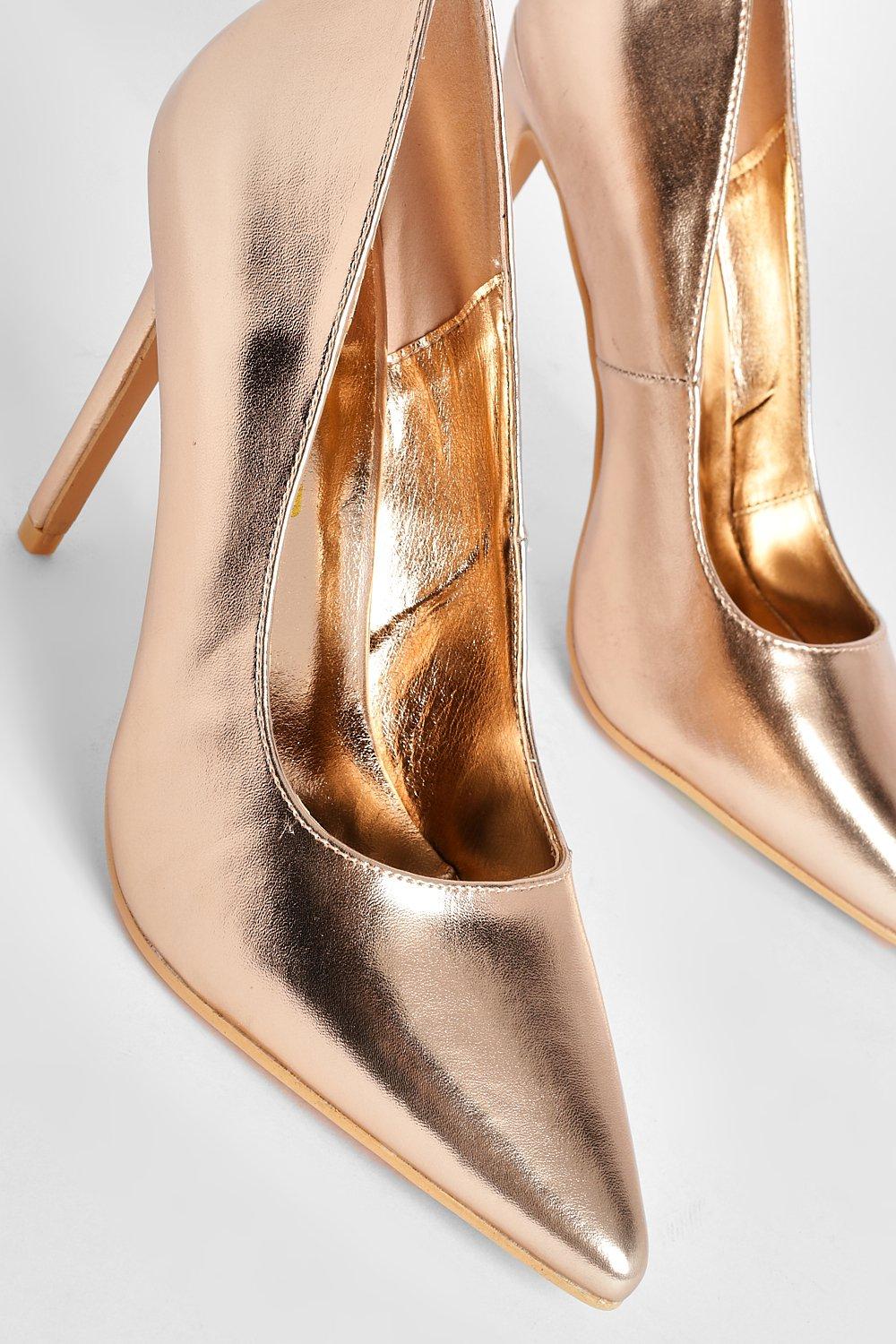 Gold metallic pumps shoes best sale